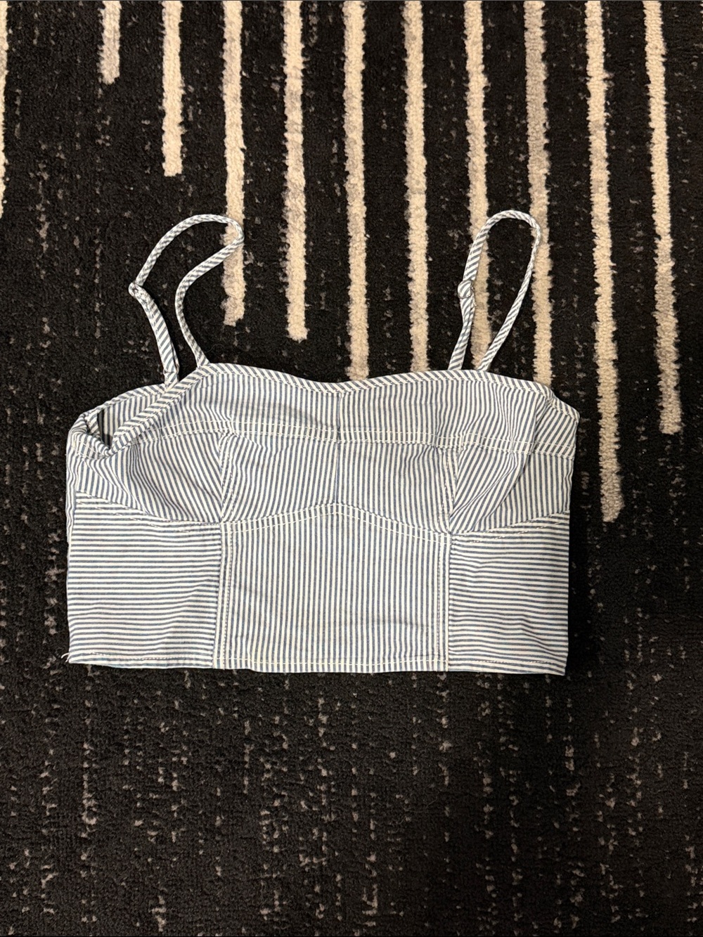 Universal Thread Striped Blue White Cropped Top